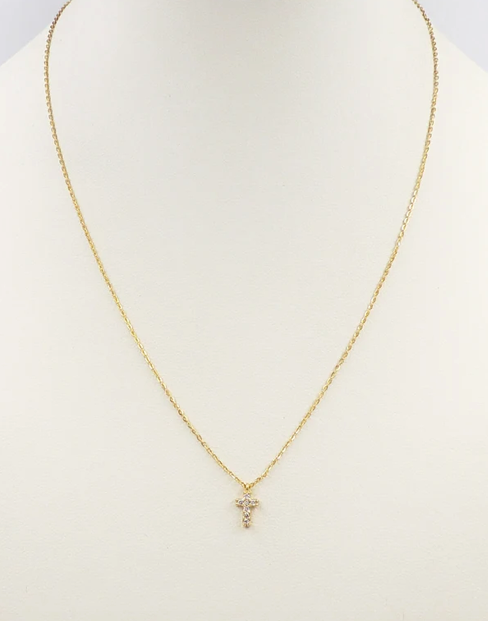 DAINTY STONE CROSS NECKLACE
