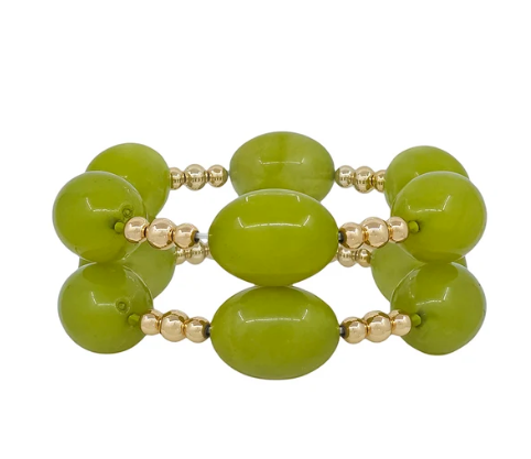 OLIVE GREEN OVAL BRACELET SET