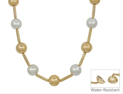 GOLD AND SILVER BEADED NECKLACE